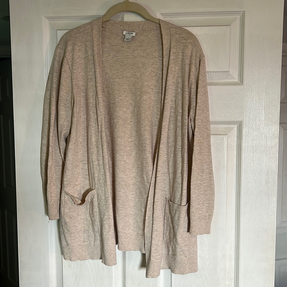 J Crew Drape Cardigan with Pockets in Cream/Beige — Size L